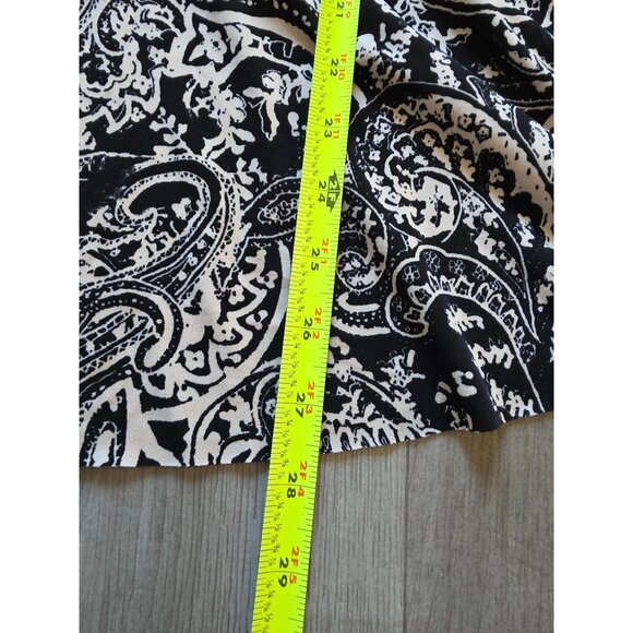 Susan Graver XL Black & White Paisley Print Tunic Top 3/4 Sleeves Liquid Knit - Picture 8 of 9